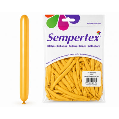Sempertex Long Latex Twisting Balloons - Peach Blush - Pack Of 50 (Uninflated)