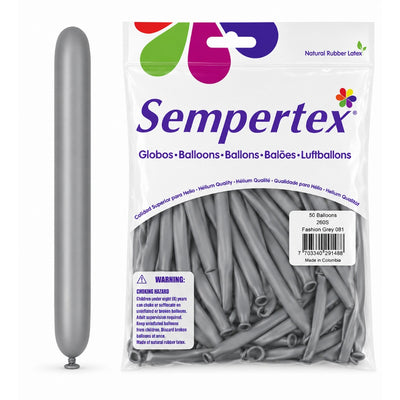 Sempertex Long Latex Twisting Balloons - Grey - Pack Of 50 (Uninflated)