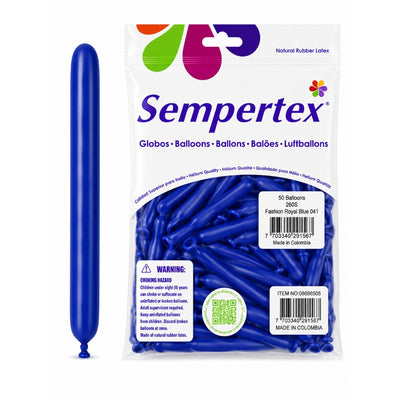 Sempertex 260S Long Latex Twisting Balloons - Royal Blue - Pack Of 50 (Uninflated)