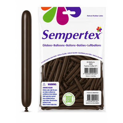 Sempertex Long Latex Twisting Balloons - Coffee - Pack Of 50 (Uninflated)