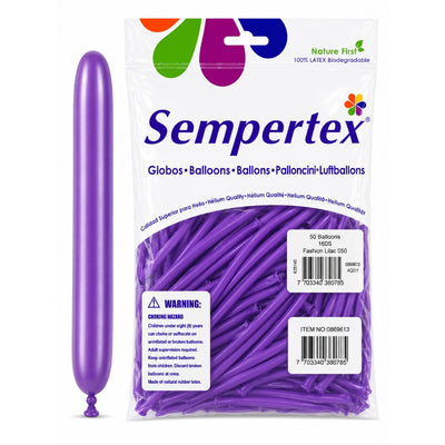 Sempertex Long Latex Twisting Balloons - Lilac - Pack Of 50 (Uninflated)