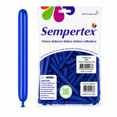 Sempertex Long Latex Twisting Balloons - Royal Blue - Pack Of 50 (Uninflated)