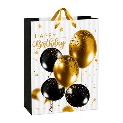 Happy Birthday Glitter Balloon Theme Gift Bag - White - 40X55X15 Cm