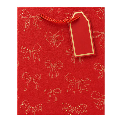 Gift Bag With Bow Design And Gift Tag - Red - 18X23X10 Cm