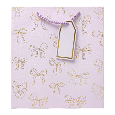 Gift Bag With Bow Design And Gift Tag - Lavender - 26X32X12 Cm