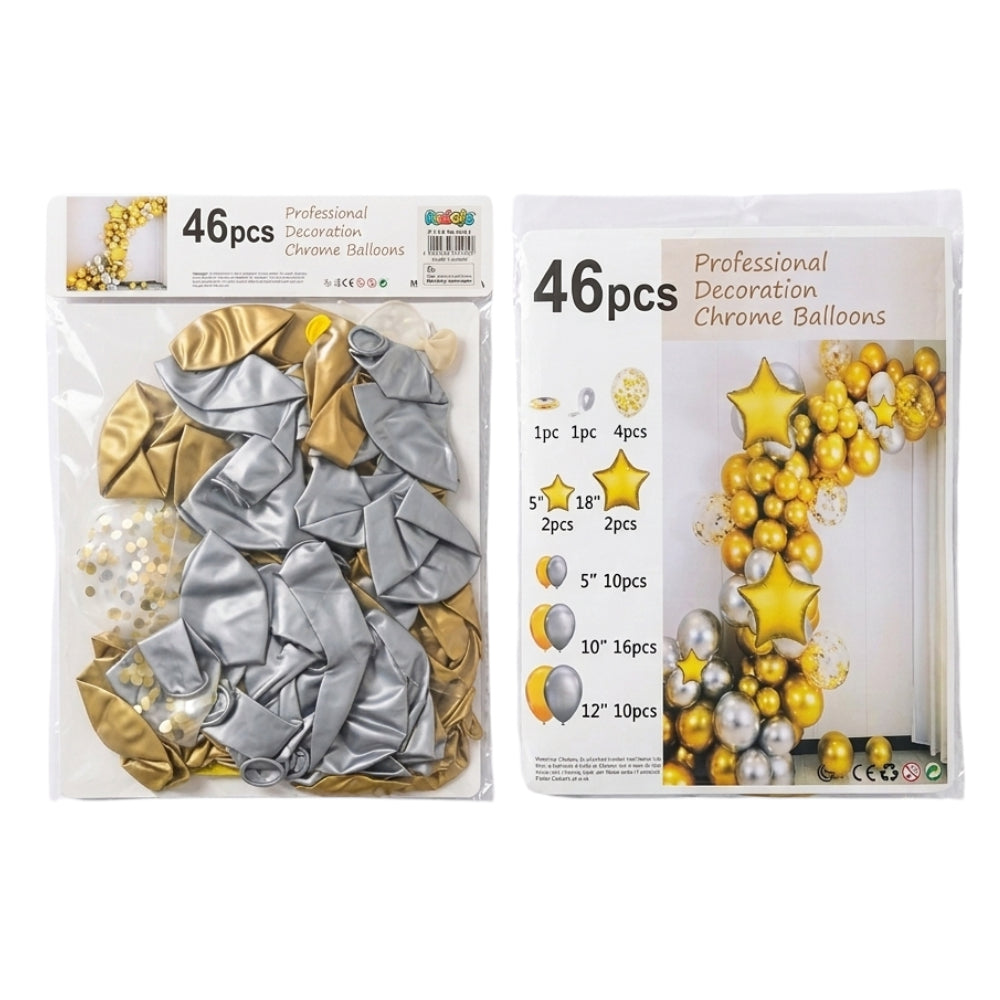 Party Decoration Chrome Balloon Garland Kit - 46 Pcs