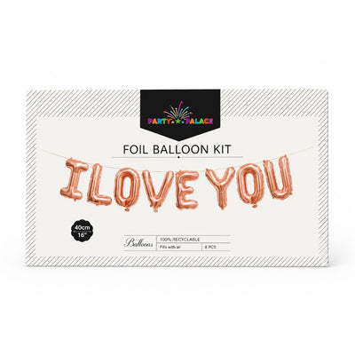 I Love You Foil Banner Balloon Kit - Rose Gold - 16 Inch (Uninflated)