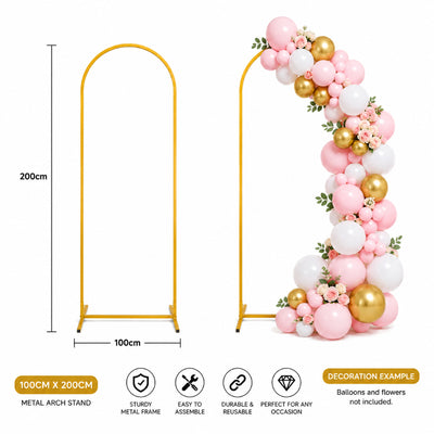 Rectangle Balloon Arch Metal Stand - Gold - 100X200 Cm