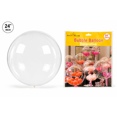 Clear Transparent Bobo Bubble Balloon - Pack Of 12 - 24 Inch (Uninflated)