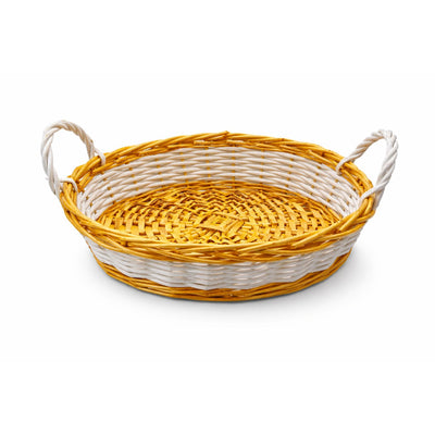 Bamboo Hamber Gift Basket(White And Gold Colour)- Medium - 30X8X30Cm