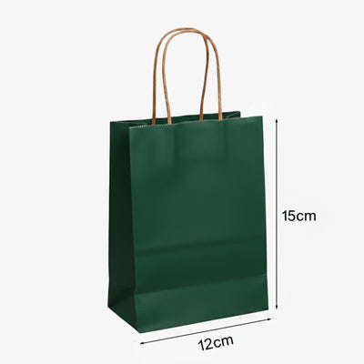 Gift Kraft Green Colour Plain Paper Bag 15X12 Cm