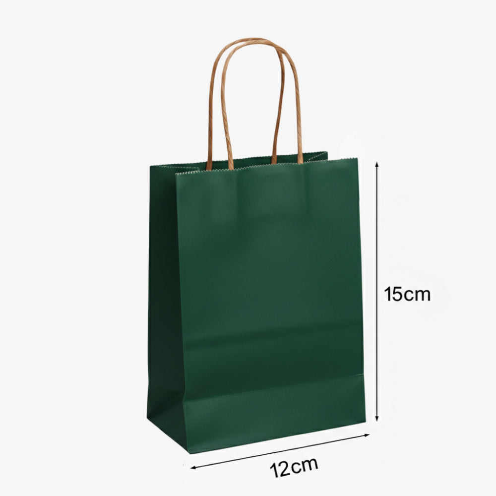 Gift Kraft Green Colour Plain Paper Bag 15X12 Cm