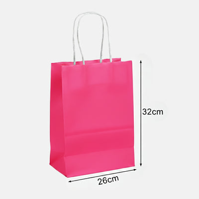 Gift Kraft Pink Colour Plain Paper Bag 32X26 Cm