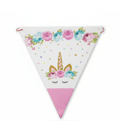 Unicorn Flower Party Decoration Flag Banner - 30 Cm