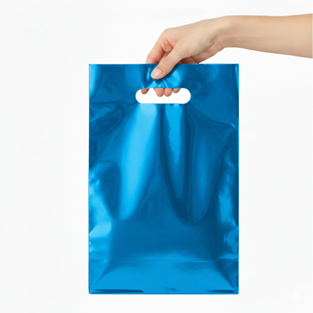 Plain Blue Party Loot Bags - 29X16 Cm - Pack Of 10 Pcs