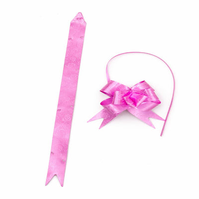 Gift Decorative Ribbon Pink Colour - (Flower Printed Desgin - 47Cm )