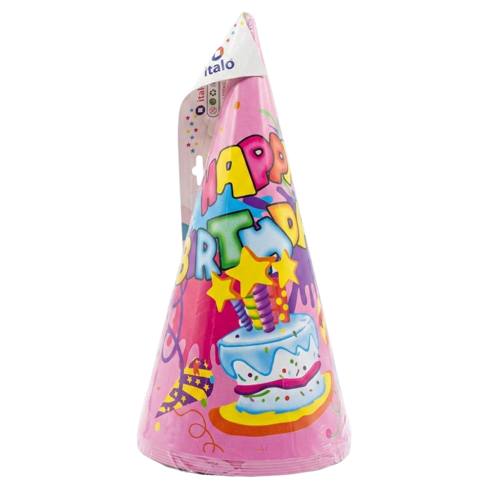 Happy Birthday Party Cone Cap - Party Hat - Pink