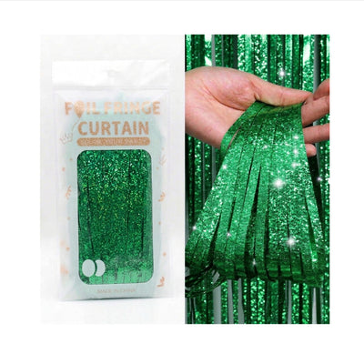 Laser Glitter Foil Fringe Curtain For Party Decoration - Rain Curtain - Green Colour