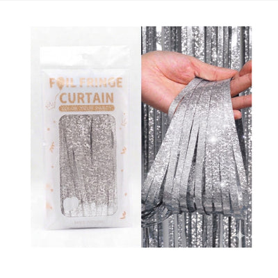 Laser Glitter Foil Fringe Curtain For Party Decoration - Rain Curtain - Silver Colour
