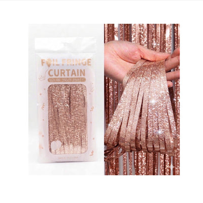 Laser Glitter Foil Fringe Curtain For Party Decoration - Rain Curtain - Rose Gold Colour