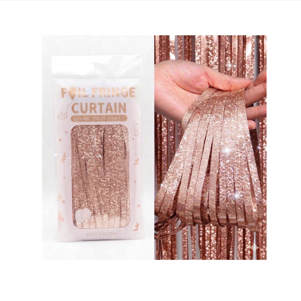 Laser Glitter Foil Fringe Curtain For Party Decoration - Rain Curtain - Rose Gold Colour