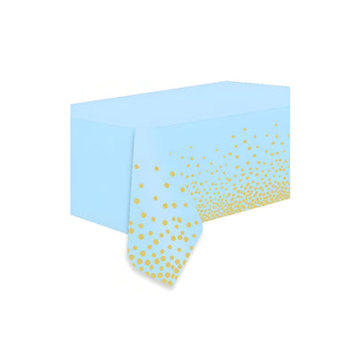 Gold Polka Dot Printed Party Decoration Plastic Table Cover - Tableware - Light Blue - 137X183 Cm