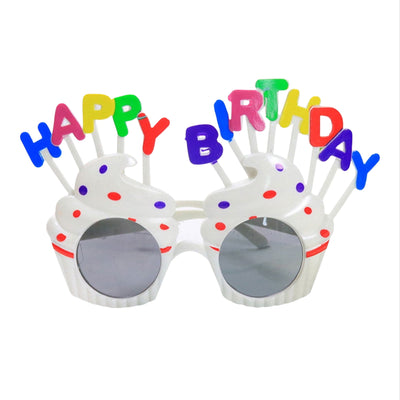 Happy Birthday Cake Designed Party Pvc Sunglass - Goggles - White