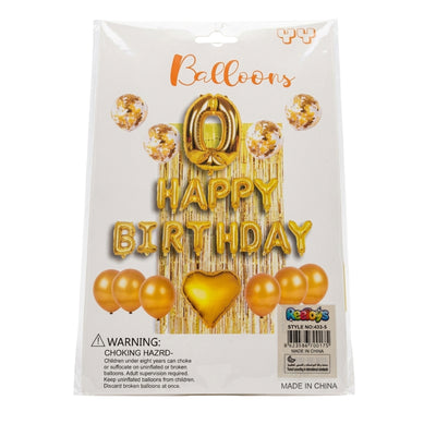 0Th Happy Birthday Party Decoration Set - Gold Colour - (Uninflated)