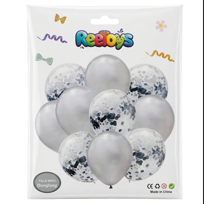 Party Decoration Balloons And Filled Confetti Balloons - Gray Colour