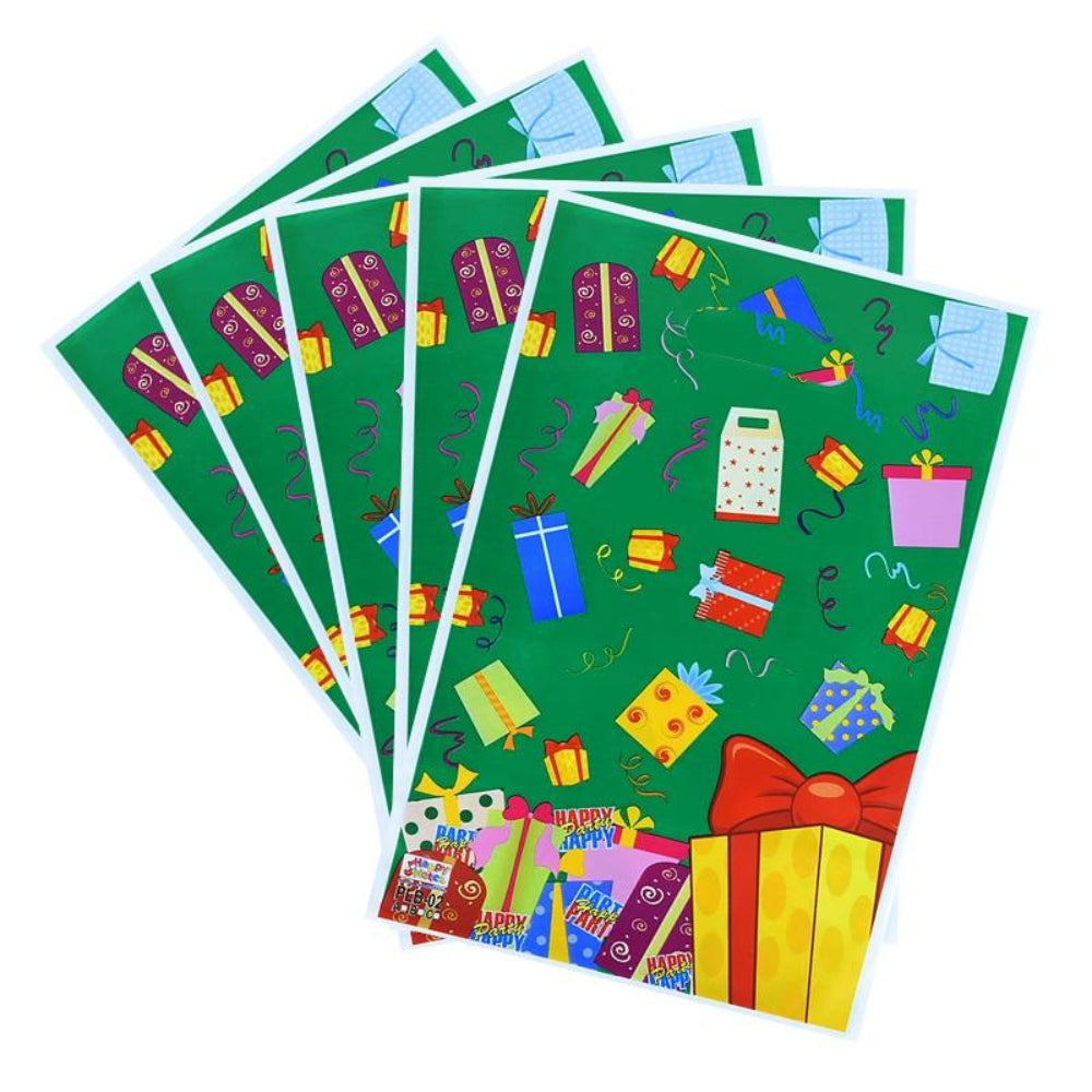 Happy Birthday Gift Box Theme Party Loot Bag - Green - 29X16 Cm - Pack Of 10 Pcs