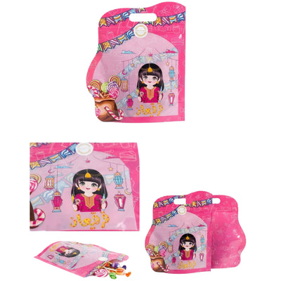 Eid Garangao Gift Loot Bag With Cartoon Girl Design – Pink - (Pack Of 12)