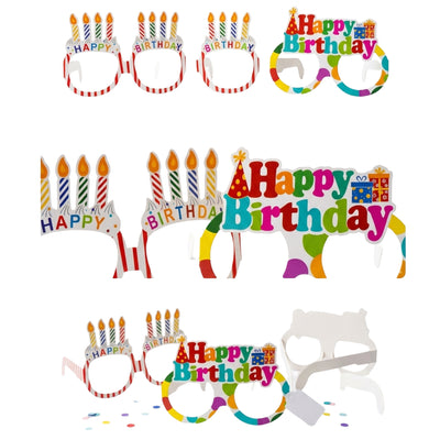 Happy Birthday Party Paper Glasses - Goggles - Assorted Design - (Pack Of 6Pcs)