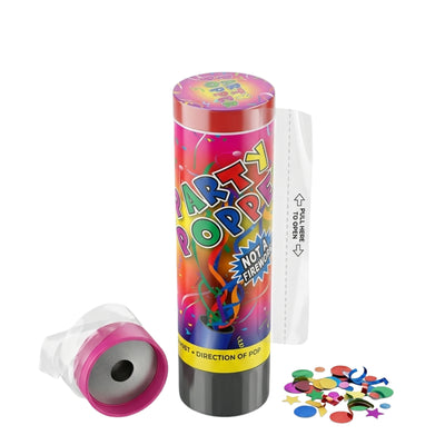 Party Popper Multi Coloured Confetti Cannons - Confetti Shooter - 15Cm