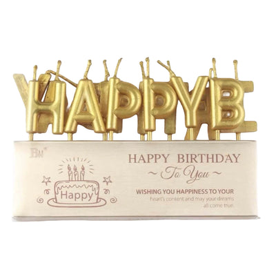 Happy Birthday Party Letter Candle Set - Gold