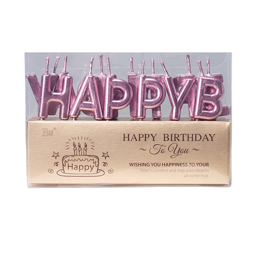 Happy Birthday Party Letter Candle Set - Mauve Colour