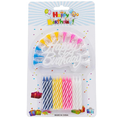 Happy Birthday Party Candle With Cake Topper - 13Pcs Set