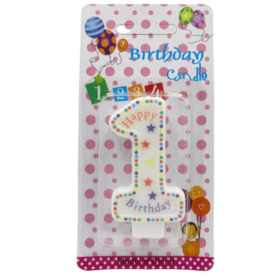 1St Happy Birthday Number Candle - Colour Full Dot