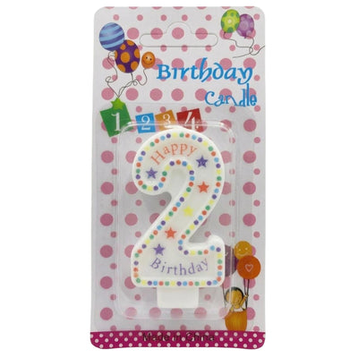 2Nd Happy Birthday Number Candle - Colour Full Dot