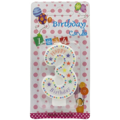 3Rd Happy Birthday Number Candle - Colour Full Dot