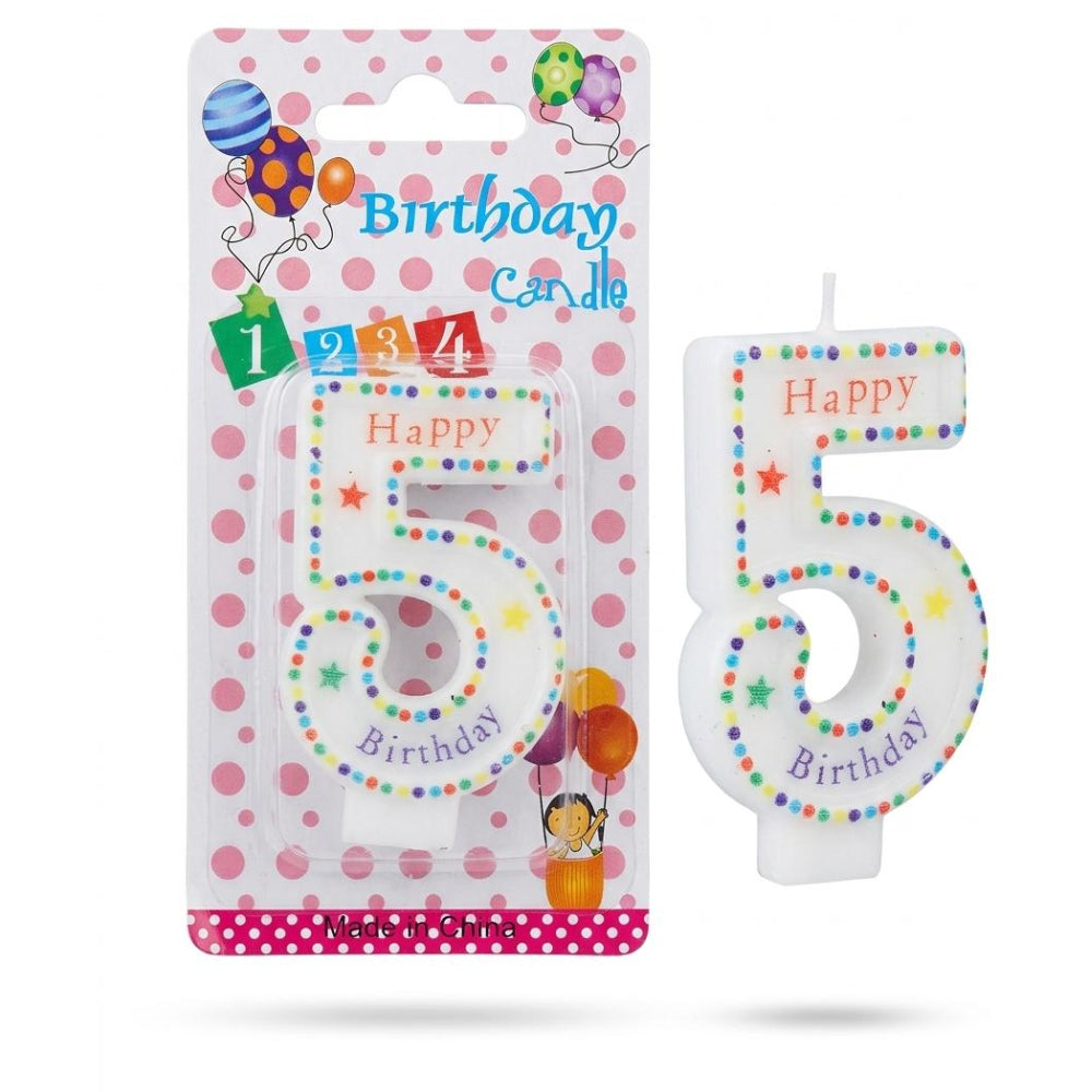 5Th Happy Birthday Number Candle - Colour Full Dot