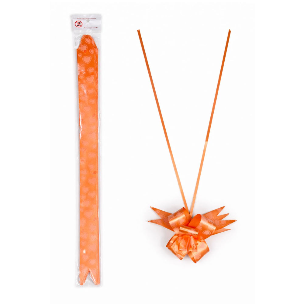Gift Decorative Ribbon Orange Colour - (Heart Printed Desgin - 47Cm )