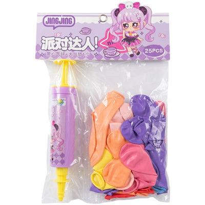 Jing Jing Party Decoration Balloons With Lavender Air Pump - Cartoon Theme - 25Pcs Set