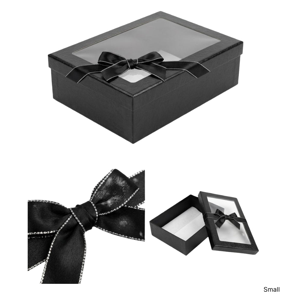 Gift Box With A Transparent Window - Small - 24X6X17Cm -Black Colour