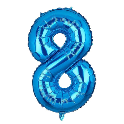 Happy Birthday Party Decoration Foil Balloon Number 8 - Blue - 40 Inch