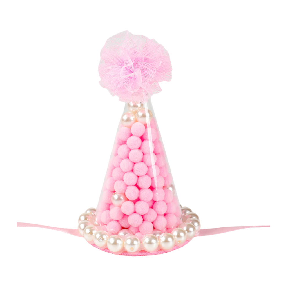 Happy Birthday Party Cone Hat For Kids - Party Cap - Pink