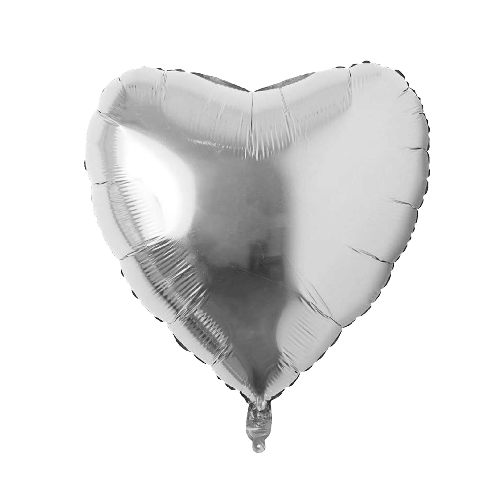 Heart Shaped Foil Balloon - Silver - 18 Inch