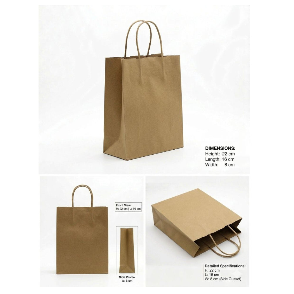 Craft Paper Bag - Brown Colour - 22X16X8Cm