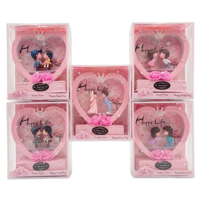 Heart Shape Couple Figurine Showpiece With Led Lighting And Music - Pink - Assorted ( 1 Box Only )