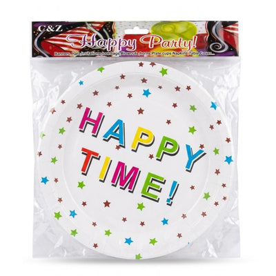Happy Time Theme Disposable Paper Plate - 7 Inch - Pack Of 10