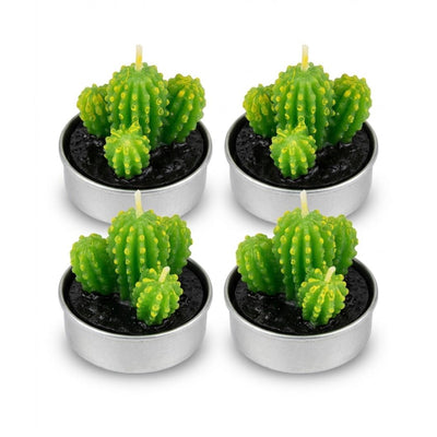 Bonsai Cactus Shaped Party Favor Candle - Box Of 4 Pcs